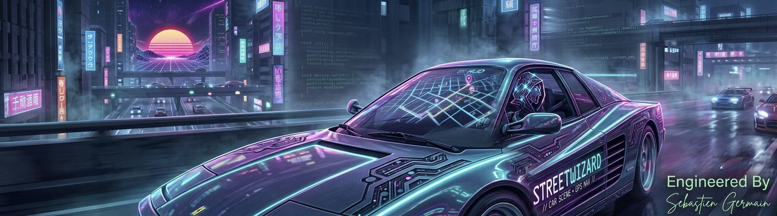 StreetWizard — neon city drive, engineered by Sébastien Germain
